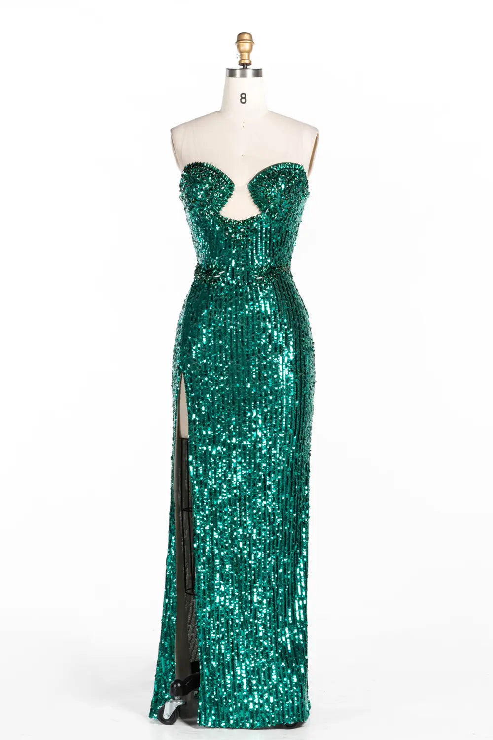Green Strapless Sequin Formal Evening Dress ST099 Sheer Fairy