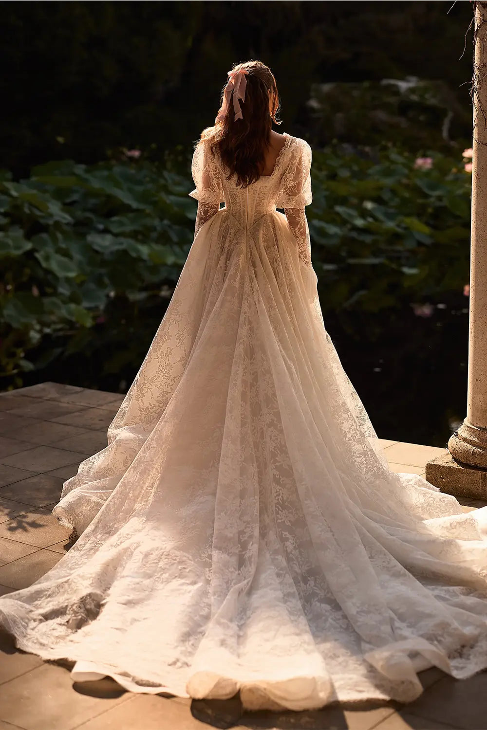 White Lace Off Shoulder Corset Wedding Dress SW119 Sheer Fairy