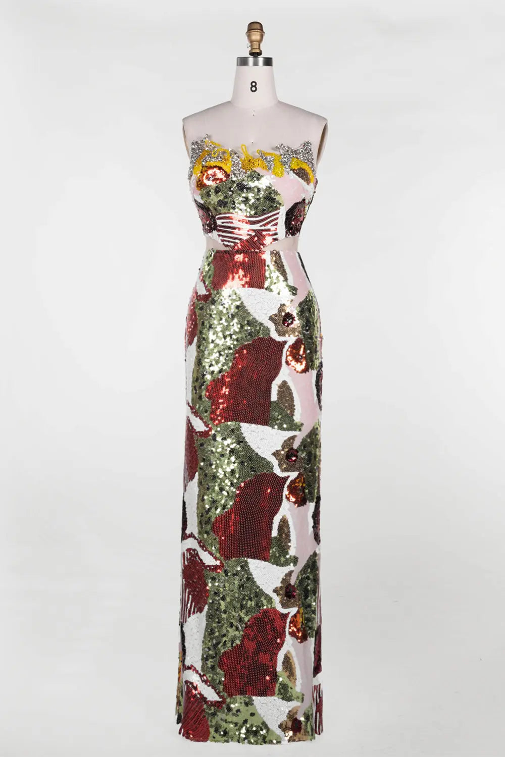 Multicolored Sequin Strapless Column Gown ST112 Sheer Fairy