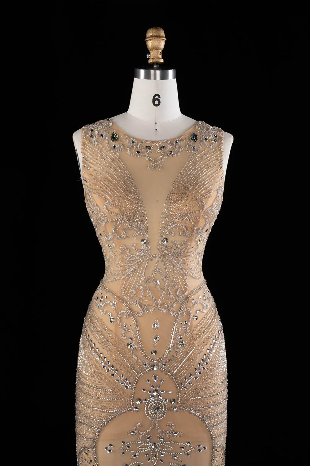 Nude Crystal Embellished Evening Gown SH026 Sheer Fairy
