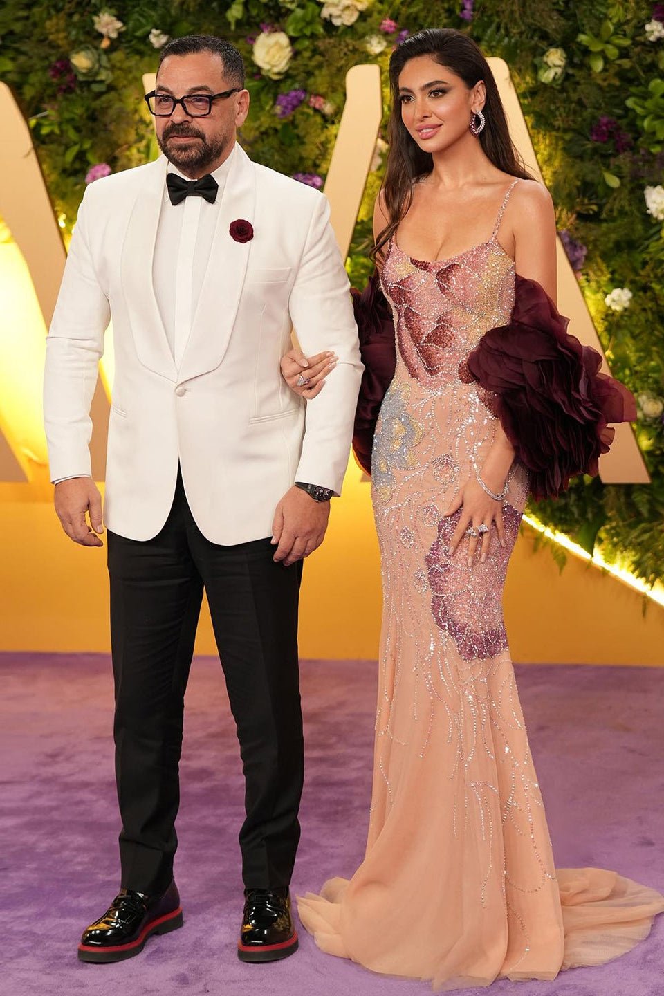 Luxury Pink Beaded Plunging Mermaid Evening Dress SS515