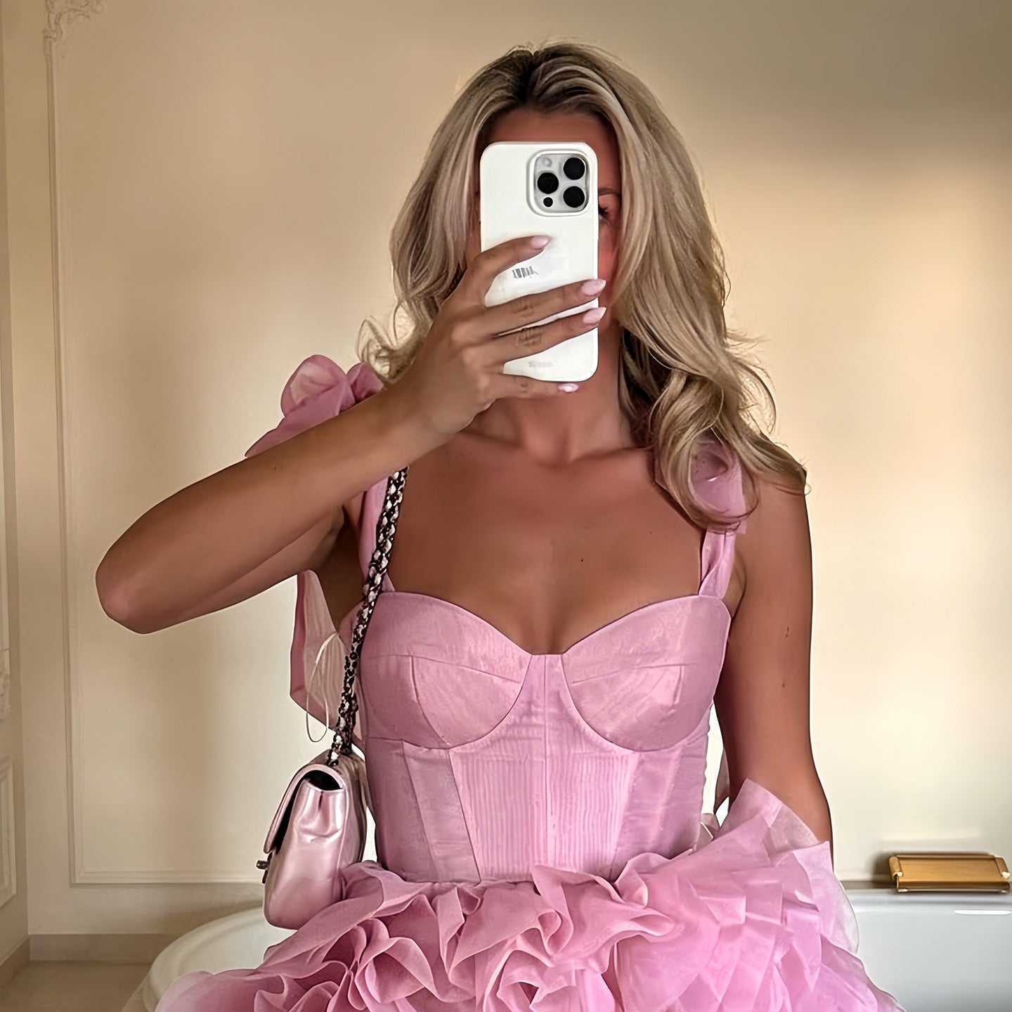 Glamorous Blush Pink Strapless Corset Homecoming Dress with 3D Tulle Skirt RM212 Sheer Fairy