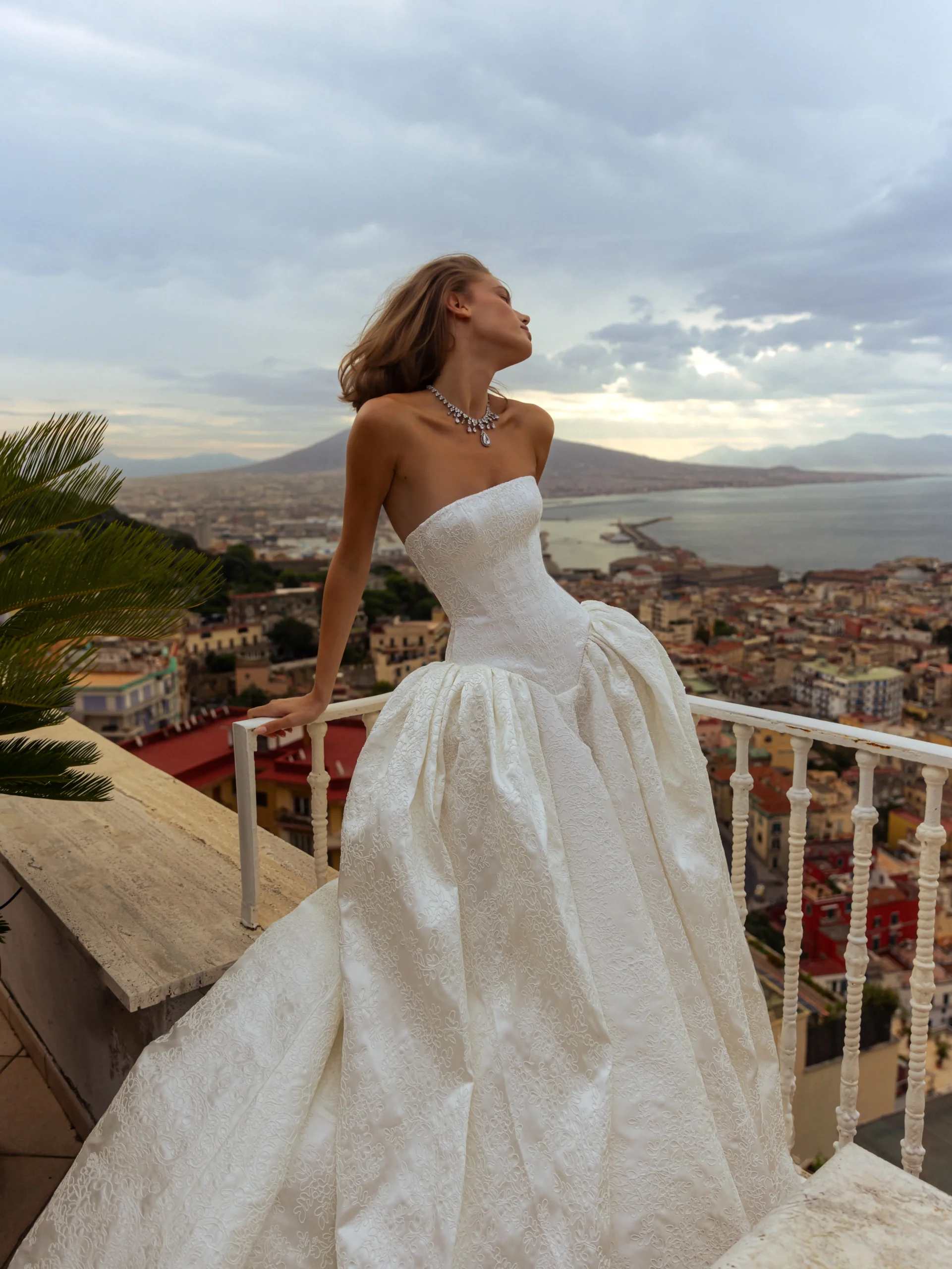 Luxury Strapless Ballgown Wedding Dress with Train SW182 Sheer Fairy