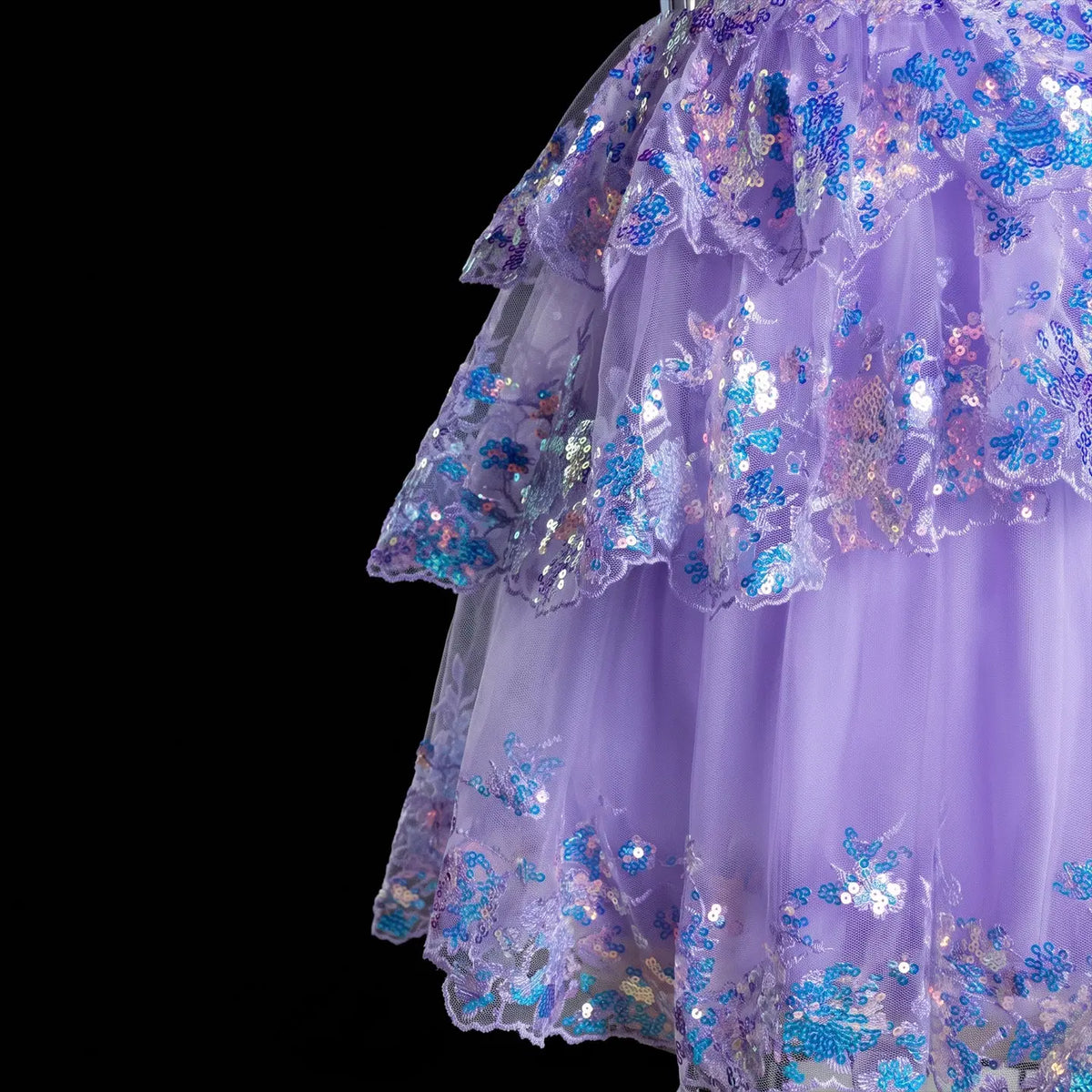 Champagne Sequin Tiered Ballgown Homecoming Dress RM156 Sheer Fairy