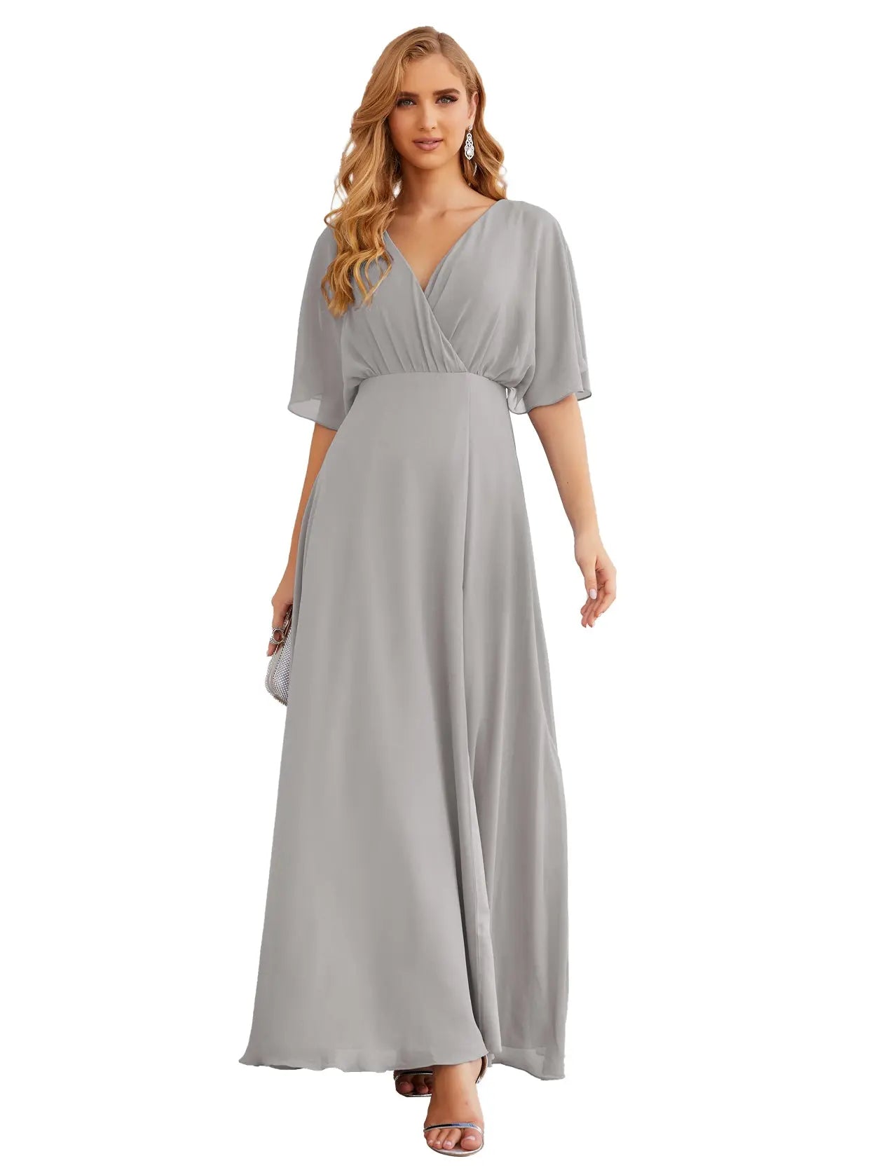 Simplify V Neck Chiffon A-Line Bow Bridesmaid Dress BS010 Sheer Fairy