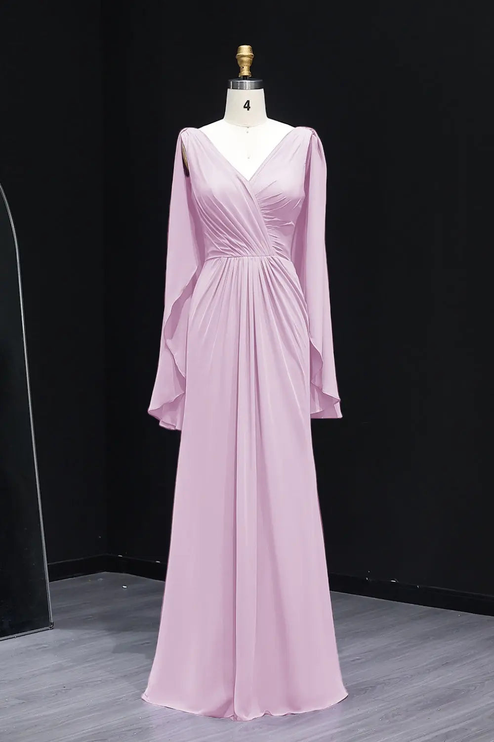 Elegant Wisteria V-Neck Chiffon A-Line Bridesmaid Dress BS007 Sheer Fairy