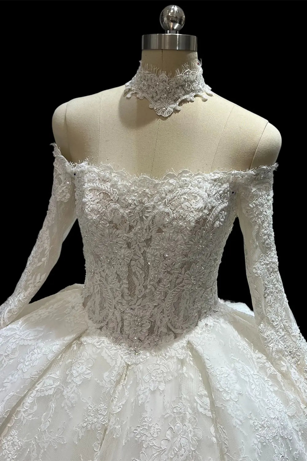 White Lace Corset Off Shoulder Wedding Dress SW681 Sheer Fairy