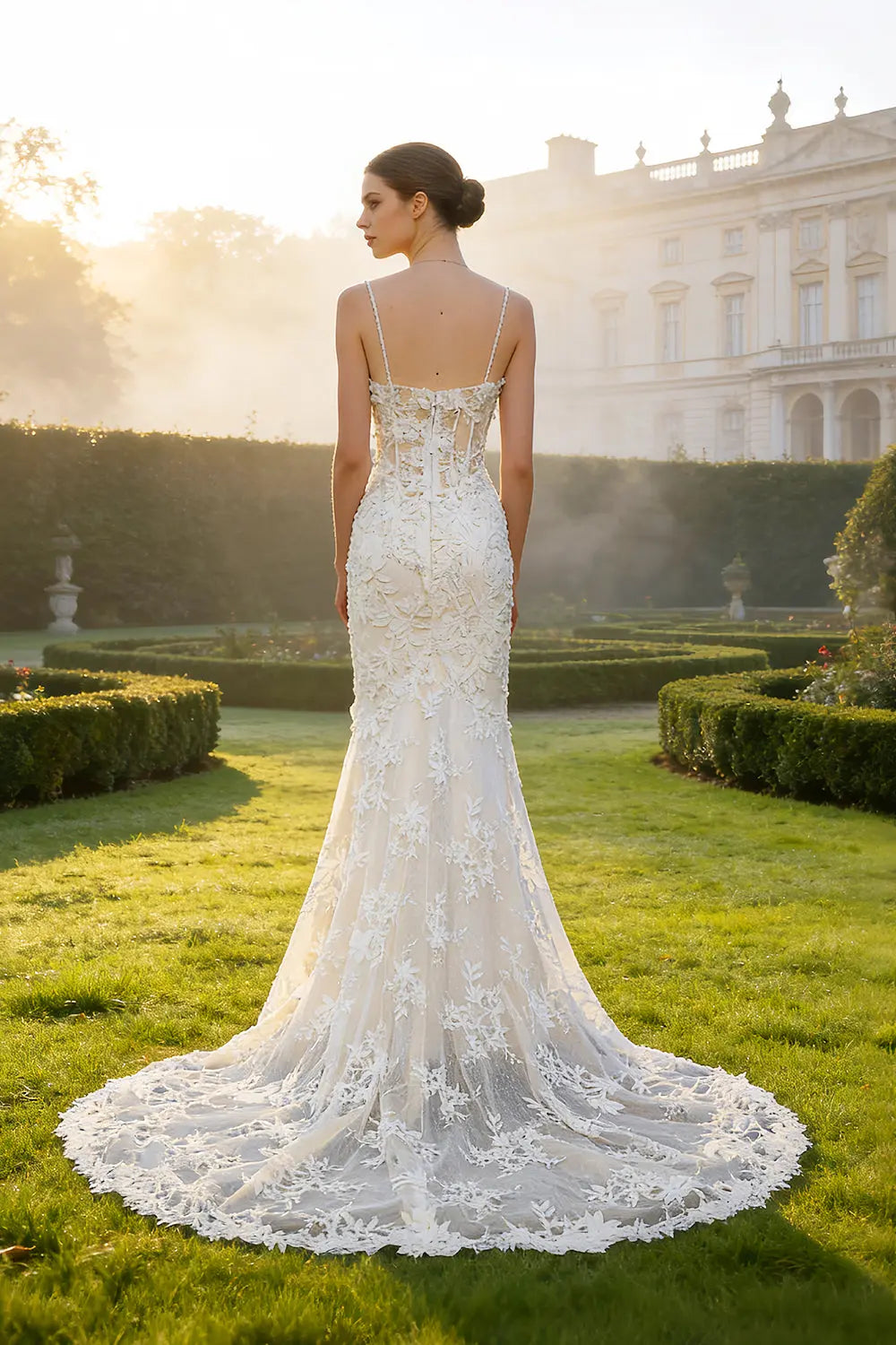 3D Floral Lace Bridal Mermaid Wedding Dress SW632 Sheer Fairy