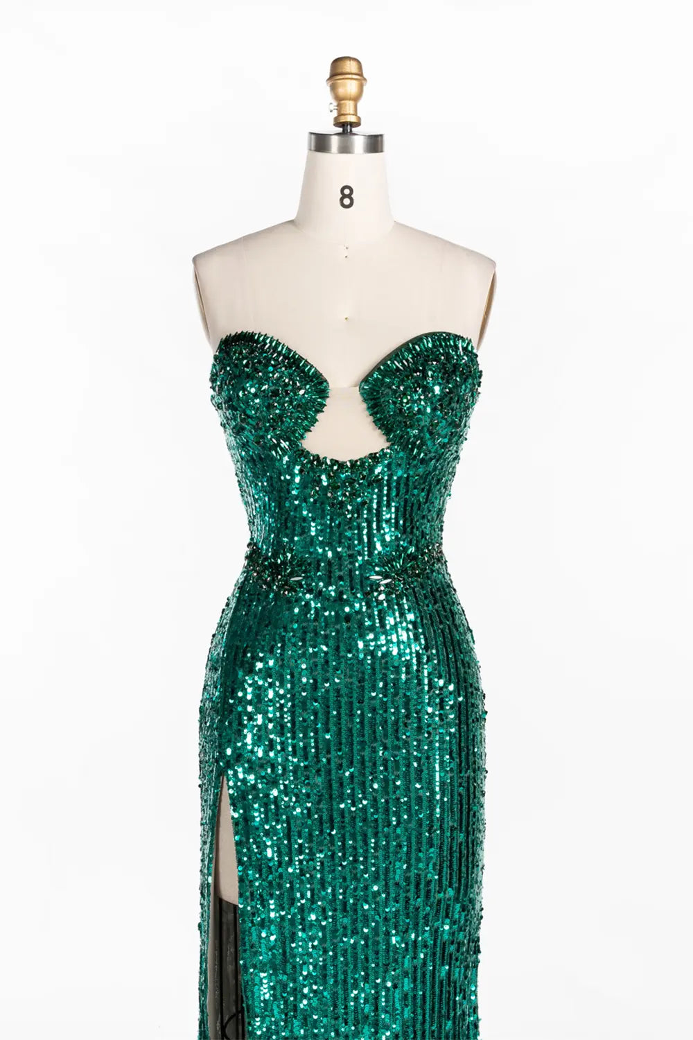 Green Strapless Sequin Formal Evening Dress ST099 Sheer Fairy