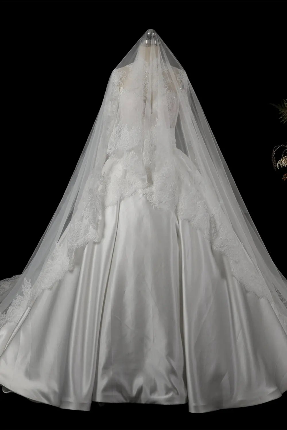 Ivory Long Sleeve High Neck Lace Wedding Dress SW759 Sheer Fairy