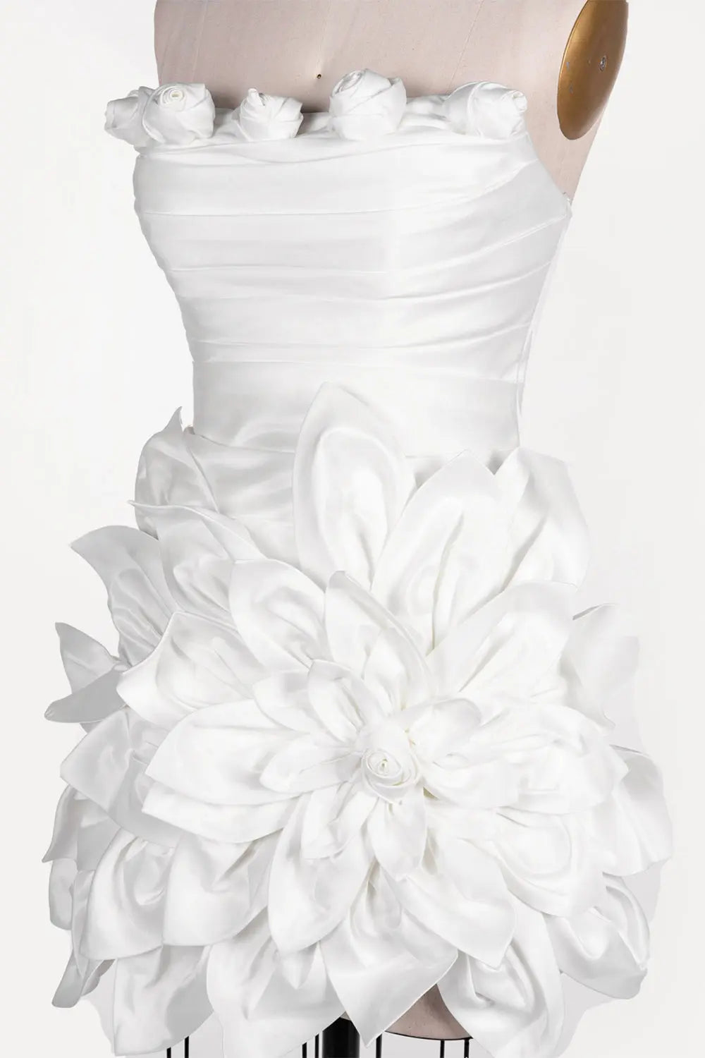 White 3D Flower Strapless Evening Dress ST109 Sheer Fairy