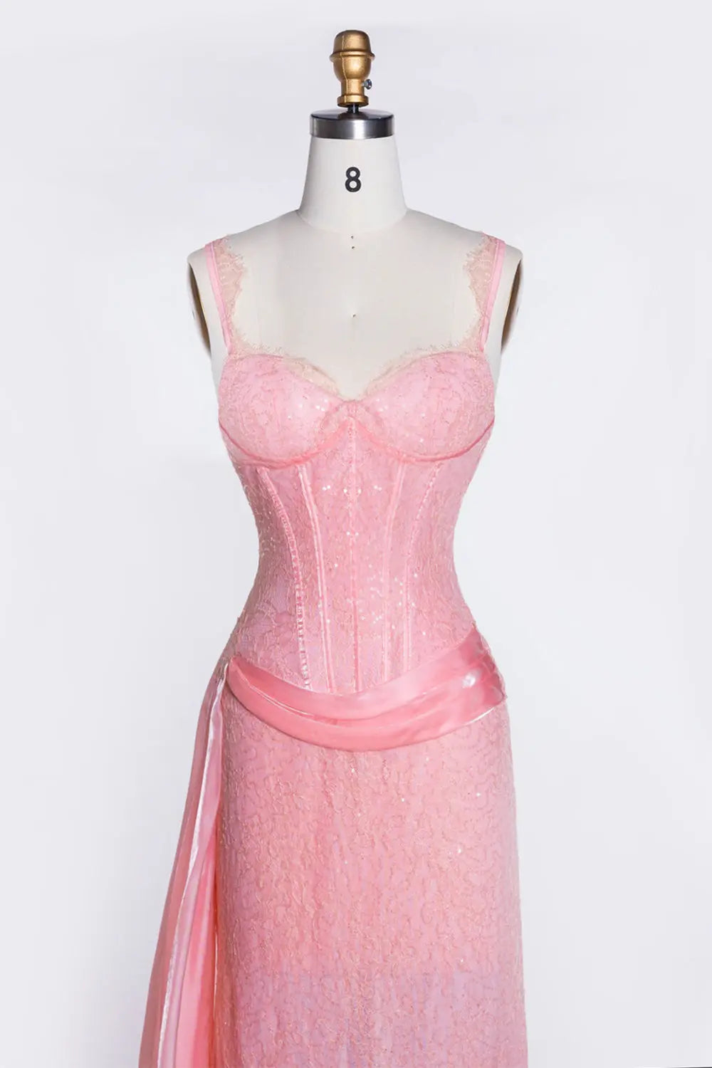 Pink Spaghetti Strap Corset Evening Dress ST105 Sheer Fairy