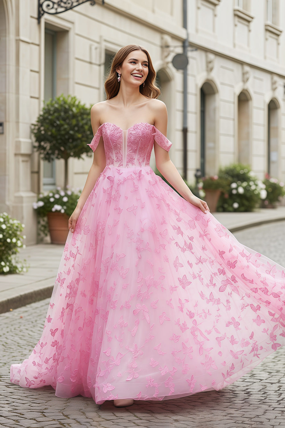 Hot Tulle Ballgown Sleeveless Pink Prom Dress SH225 Sheer Fairy