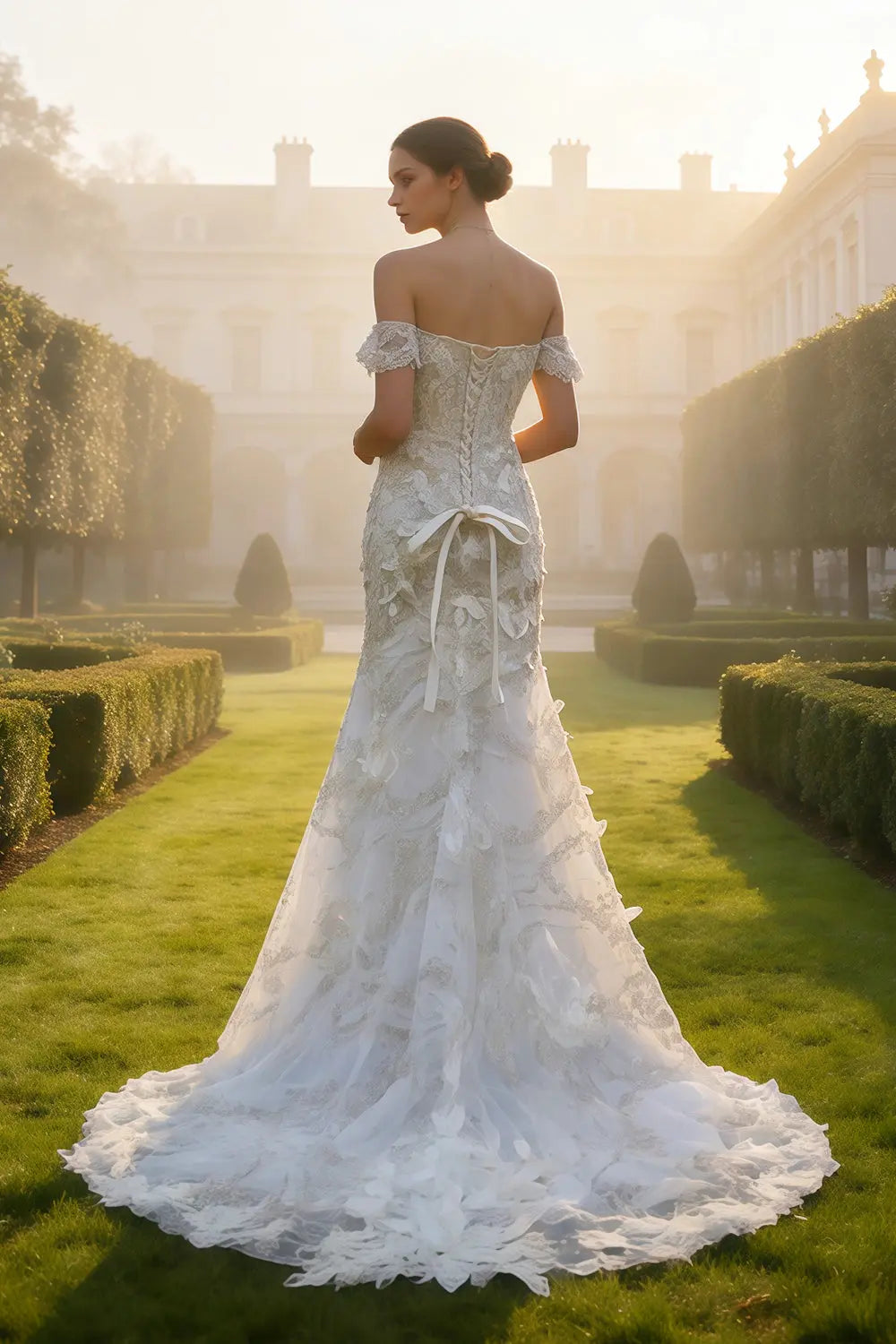 Vintage Texture Rich Mermaid Wedding Dress SW635 Sheer Fairy