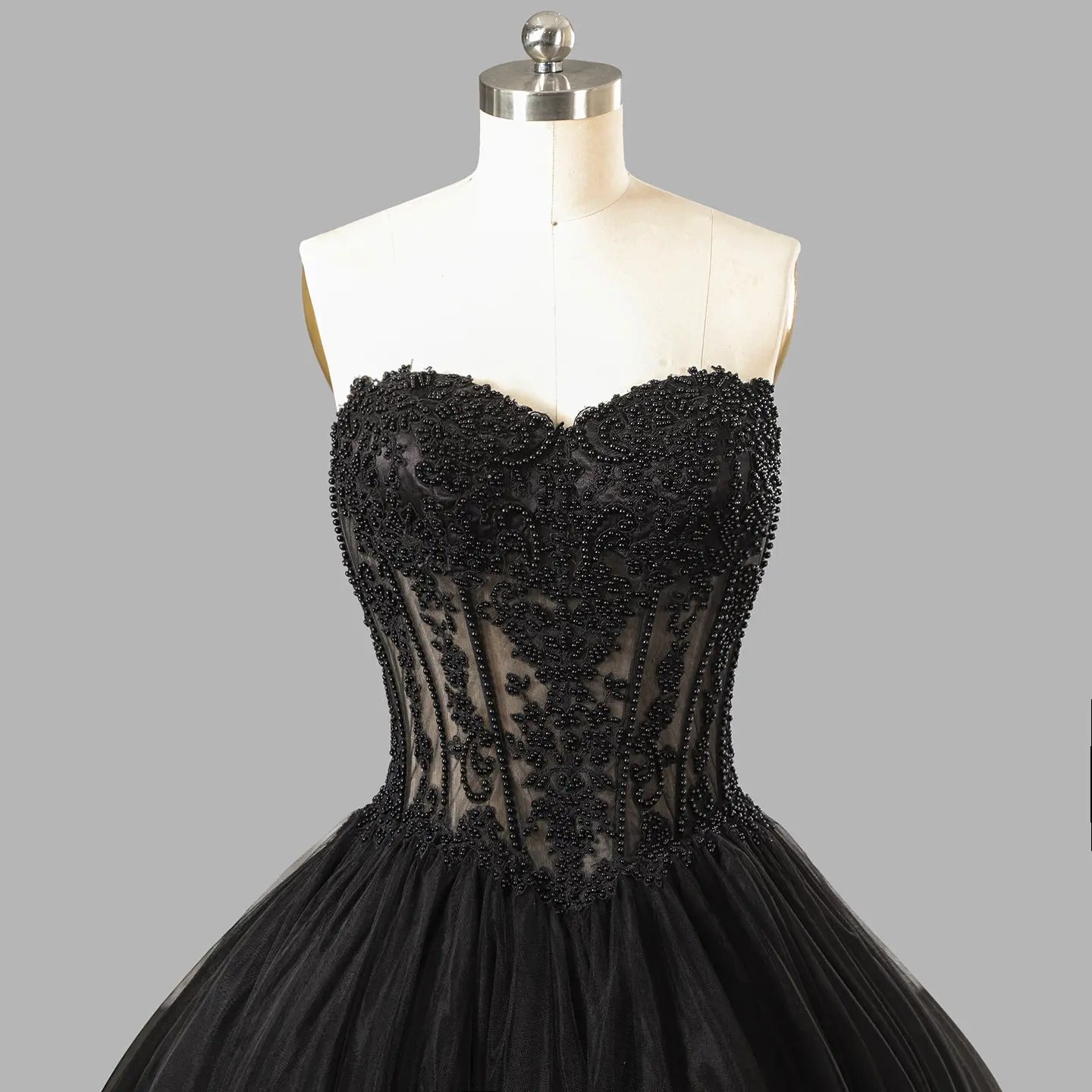 Black Lace Ballgown Corset Closure Wedding Dress SW567 Sheer Fairy