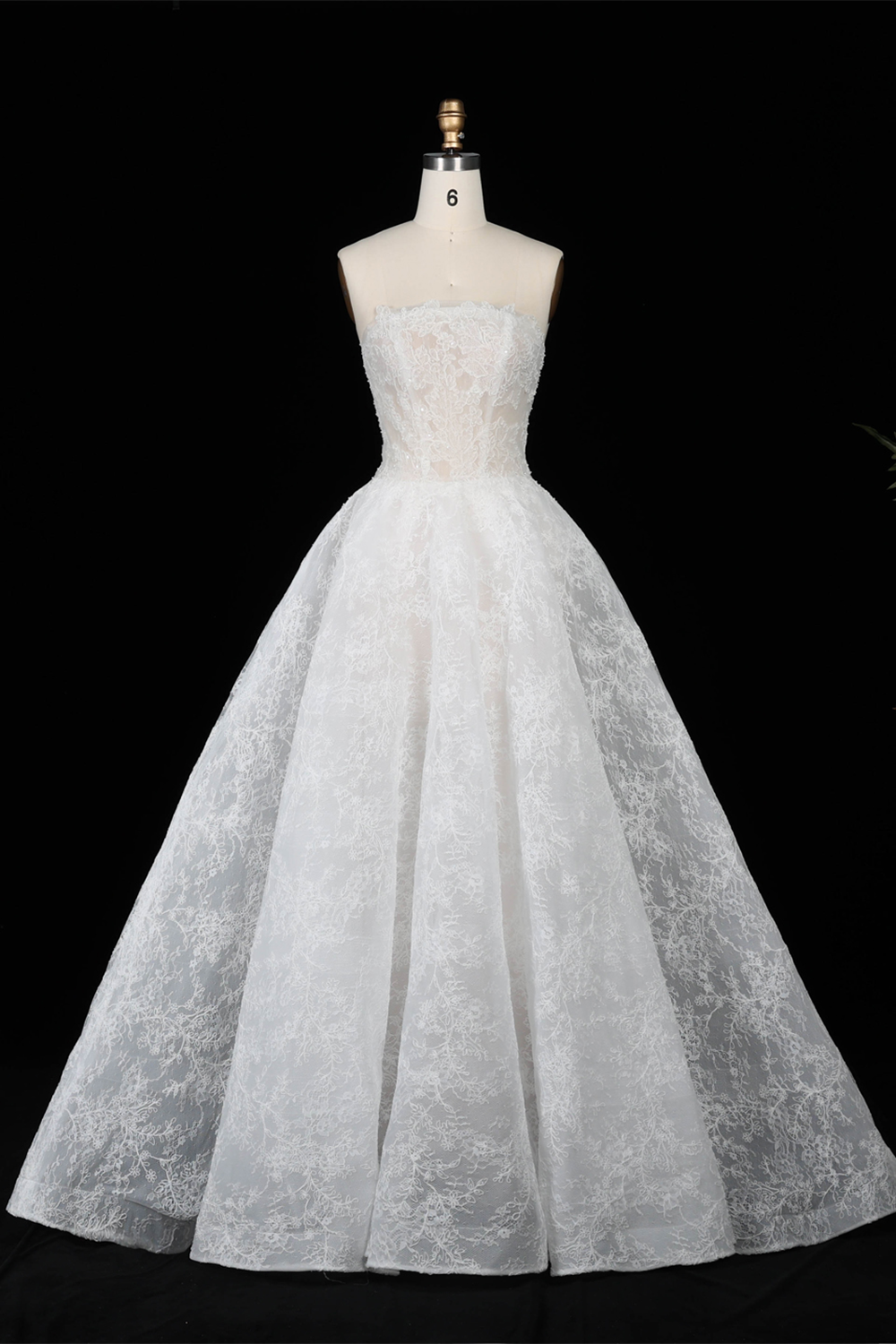 White Corset Strapless Lace Applique Tulle Bridal Ball Gown Wedding Dress SW611 Sheer Fairy