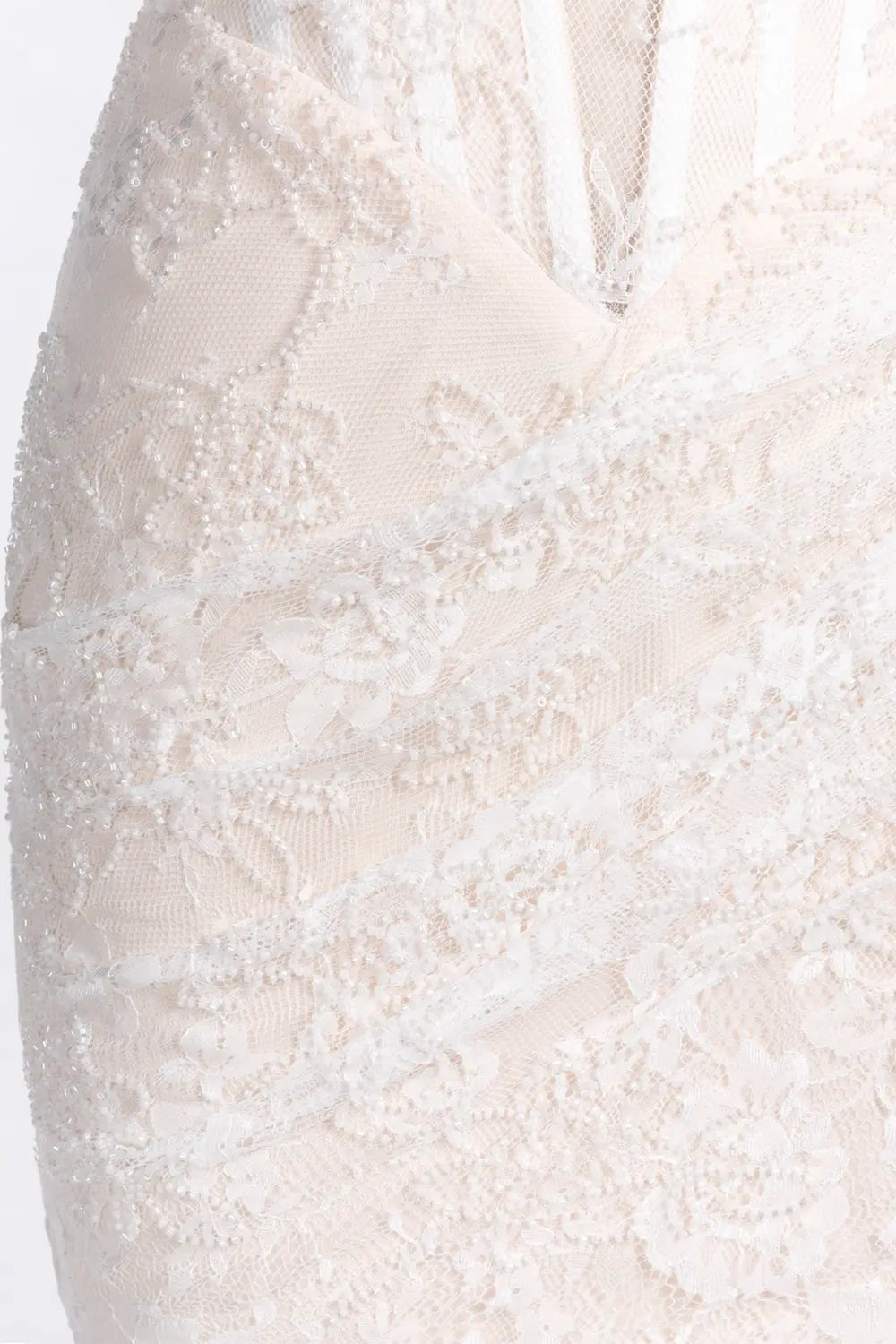 White Nude Strapless Lace Corset Mini Dress ST086 Sheer Fairy