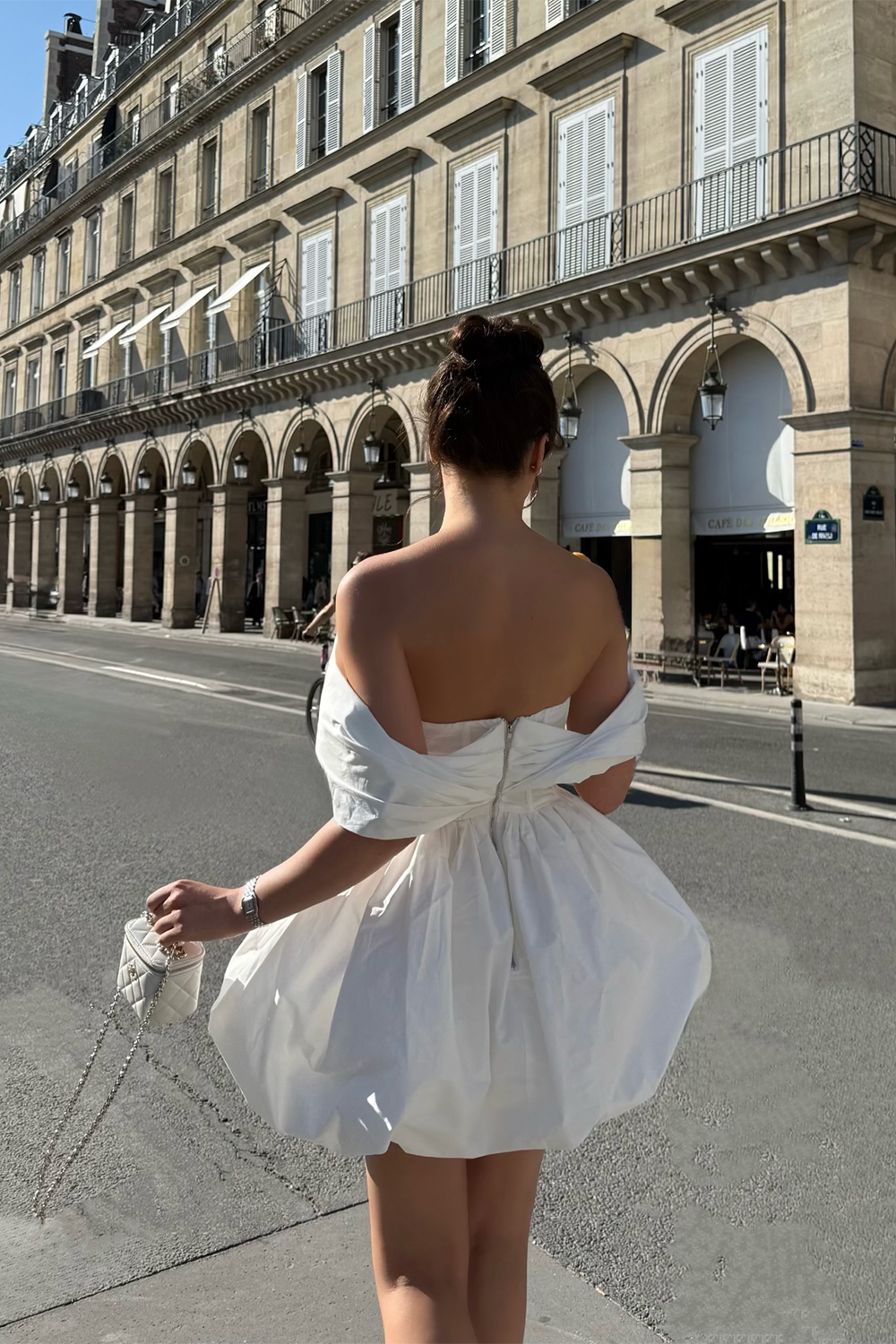 White Off the Shoulder Mini Dress Corset Bubble Hem Party Dress RM254 Sheer Fairy