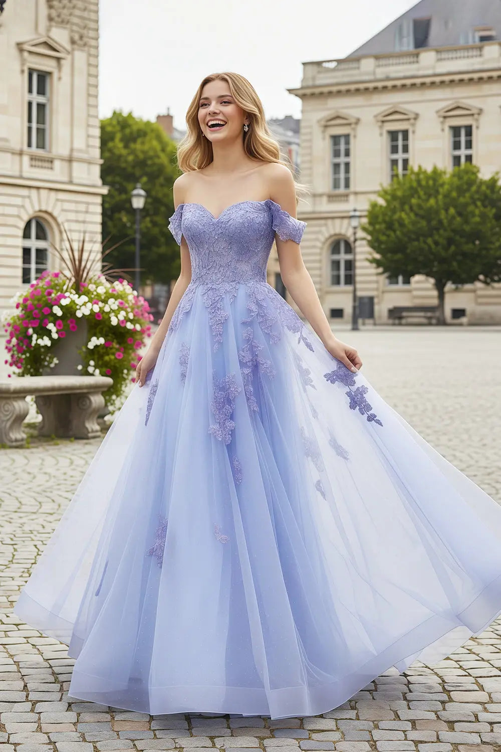 Lavender Tulle Ballgown Sleeveless Lilac Prom Dress SH222 Sheer Fairy
