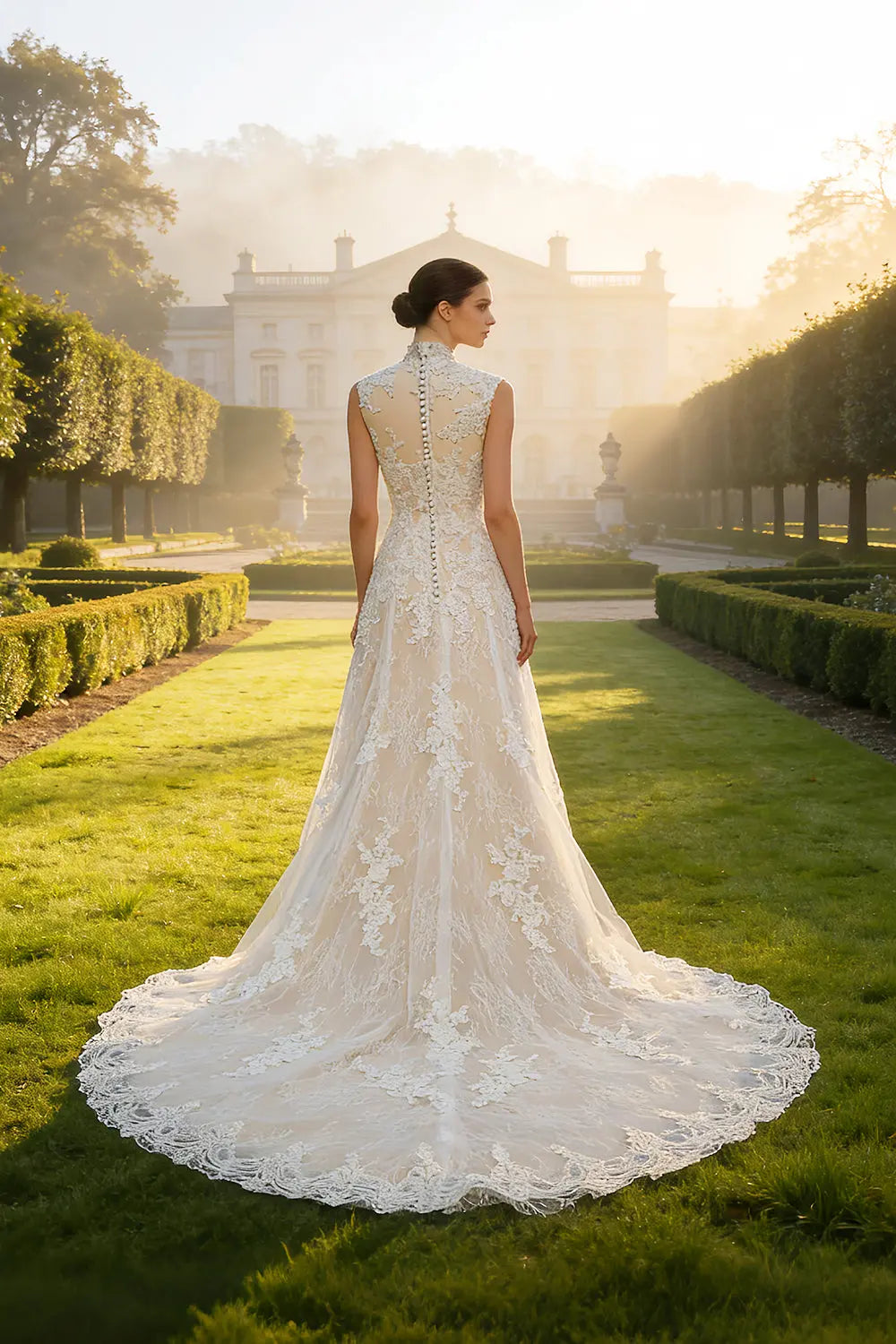 Elegant 3D Floral Strapless A-Line Wedding Dress SW659 Sheer Fairy