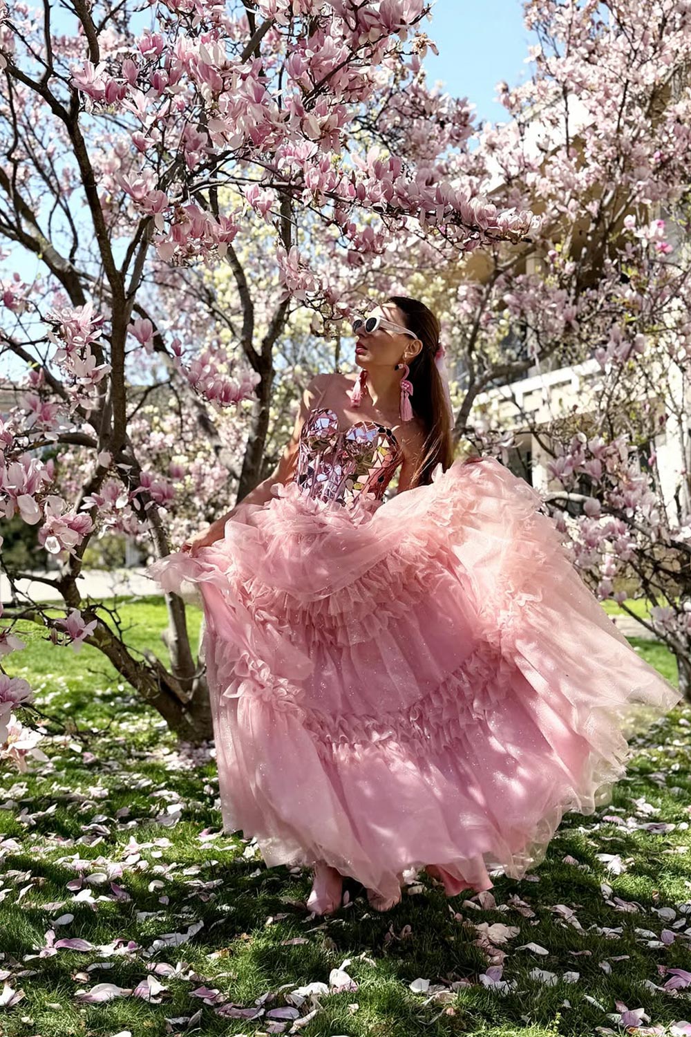 Blush Pink Tulle Ballgown Prom Dress with Sequin Bodice SH211 Sheer Fairy
