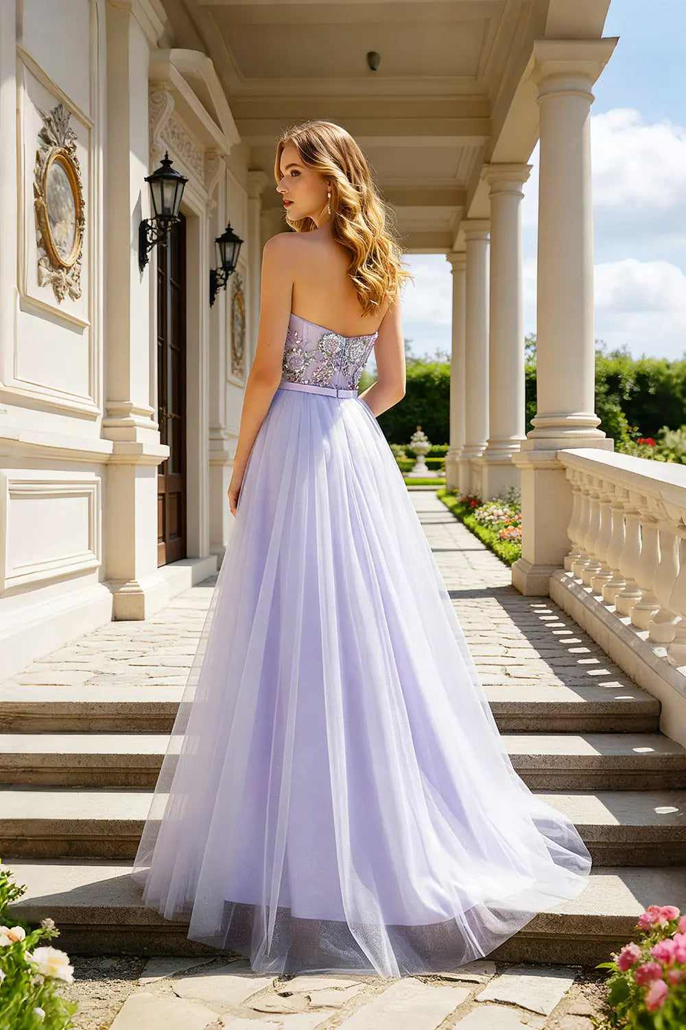 Enchanted Lilac Tulle Strapless Sweetheart Ball Gown SH483 Sheer Fairy