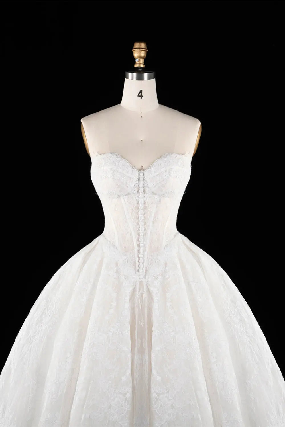 Off White Floral Lace Strapless Wedding Dress SW694 Sheer Fairy