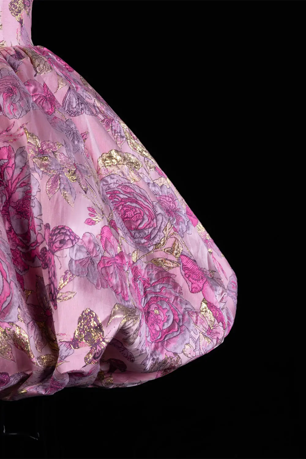 Pink Floral Brocade Halter Bubble Mini Dress RM199 Sheer Fairy