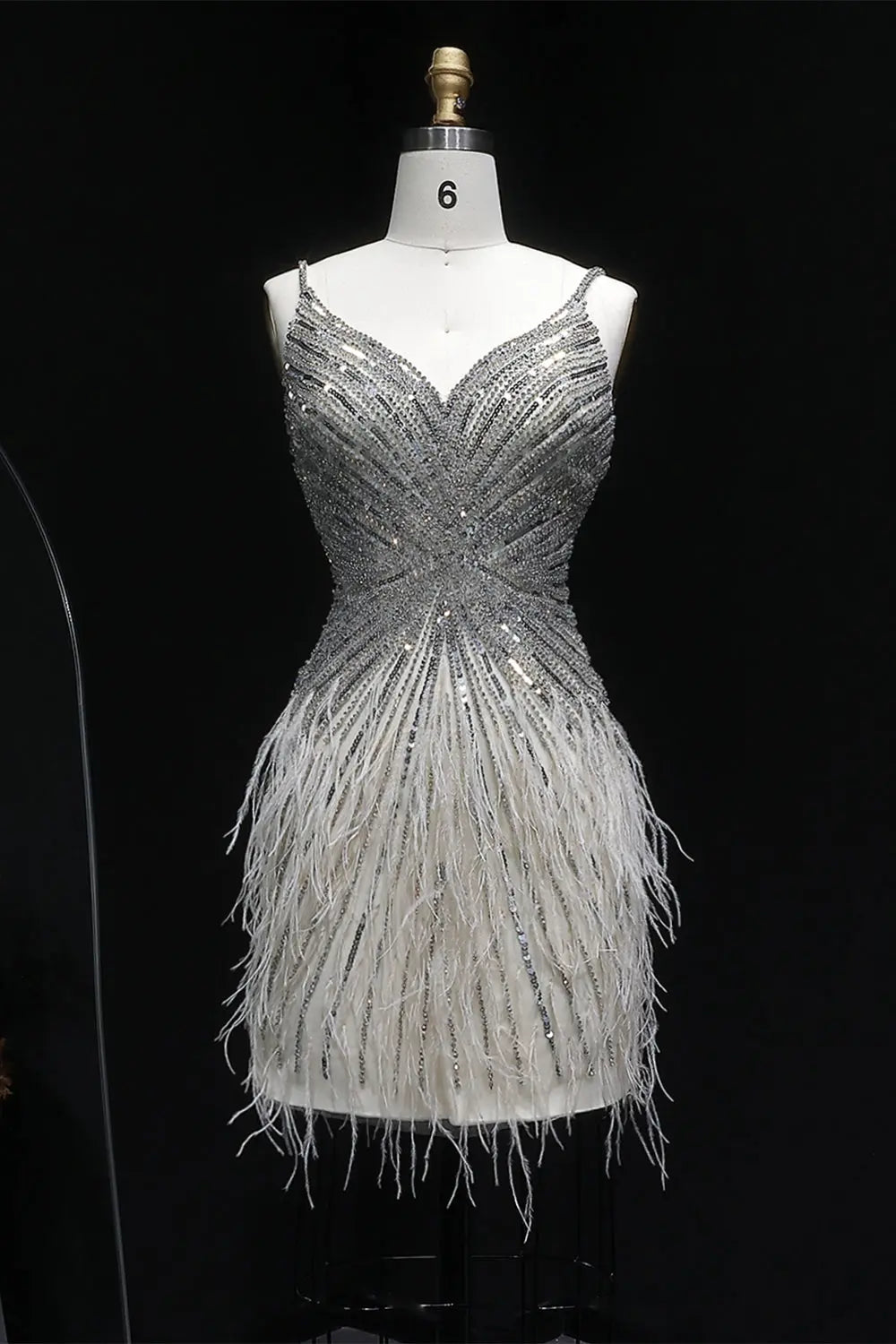 Modest Luxury Sequined Feather Sheath Homecoming Dress RM124 Sheer Fairy
