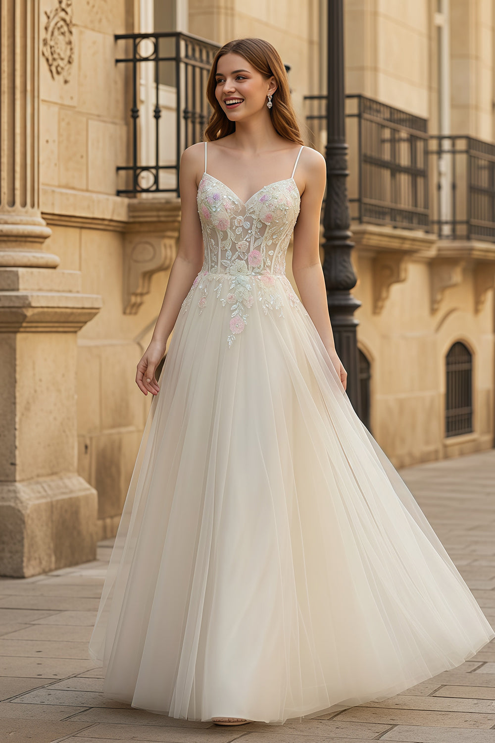 Modest Yellow Ivory Tulle Sweetheart A-Line Prom Dress SH131 Sheer Fairy