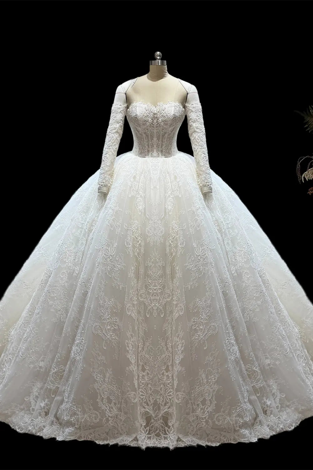White Off Shoulder Ball Gown Wedding Dress SW690 Sheer Fairy