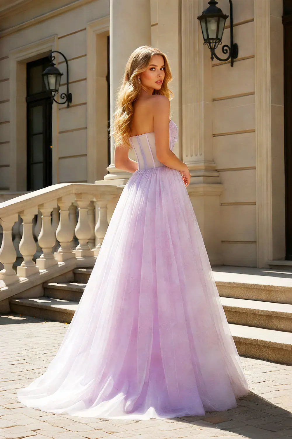 Lilac Tulle Ball Spaghetti Straps Sweetheart Gown Prom Dress SH466 Sheer Fairy