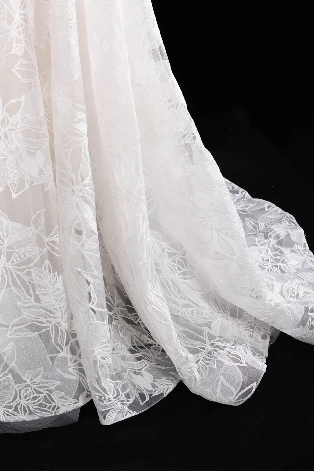 Off White Satin and Tulle Corset Wedding Dress SW614 Sheer Fairy