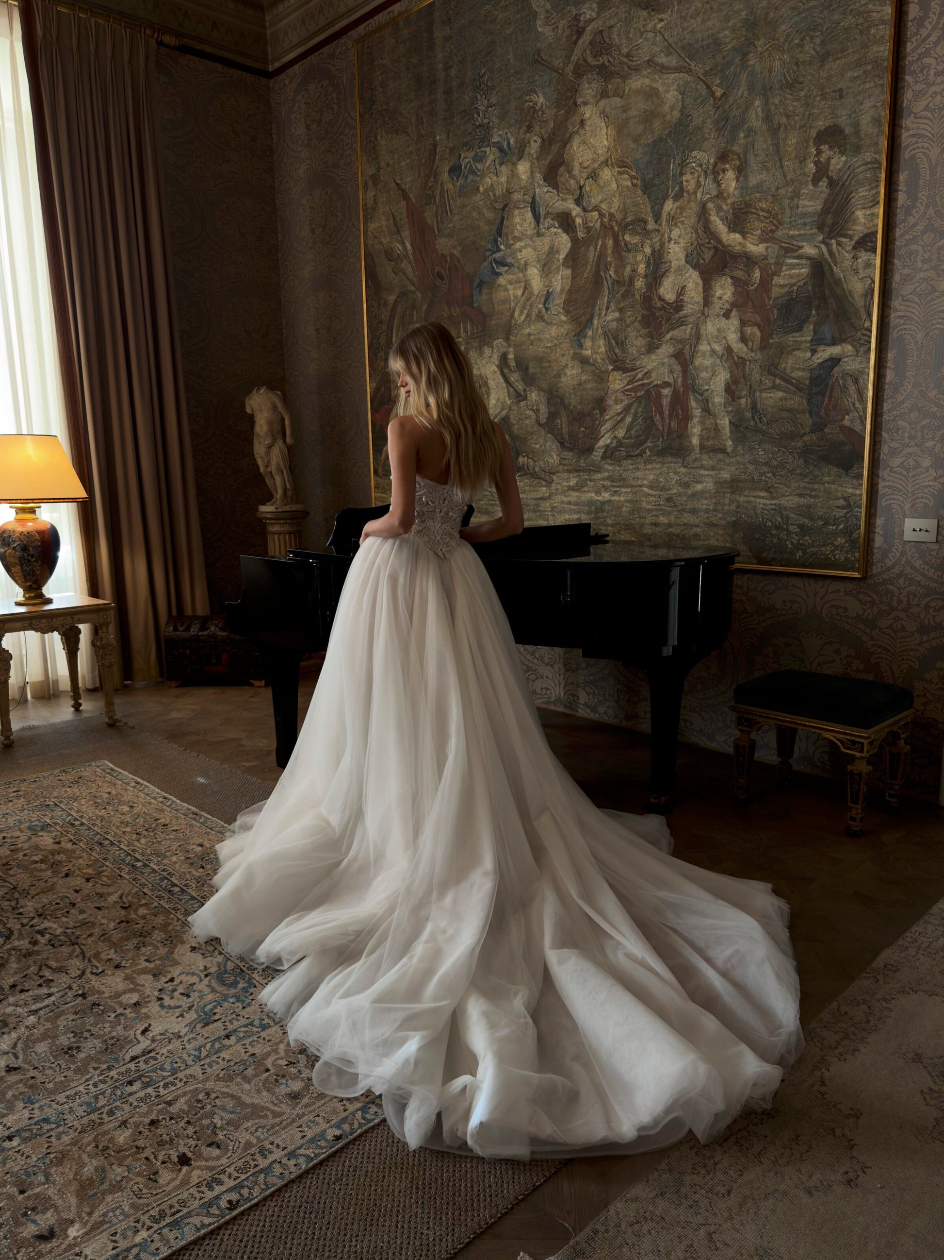 Sweetheart Beaded Lace Ball Gown Tulle Corset Wedding Dress SW217 Sheer Fairy