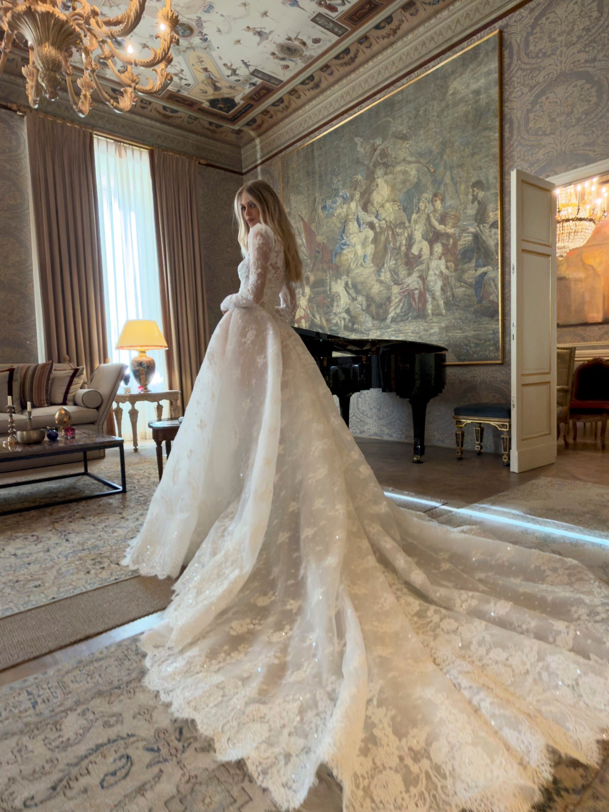 Sheer Long Sleeve Princess Ballgown with Chapel Train for Bridal  SW211 Sheer Fairy