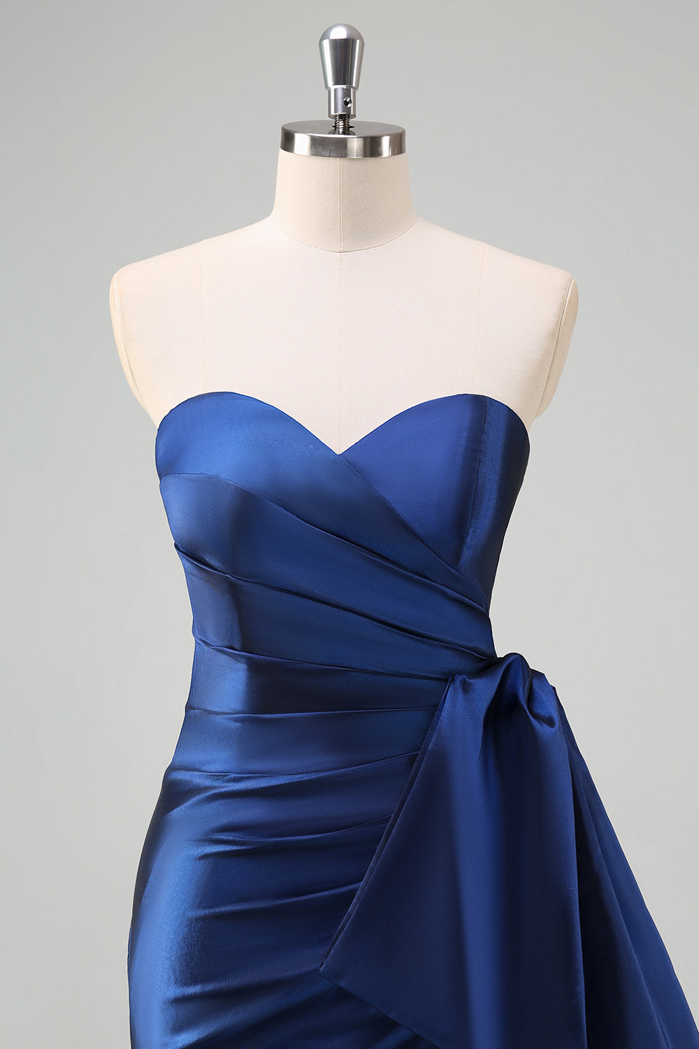 Royal Blue Satin Strapless Sweetheart Mermaid Prom Dress SH454 Sheer Fairy