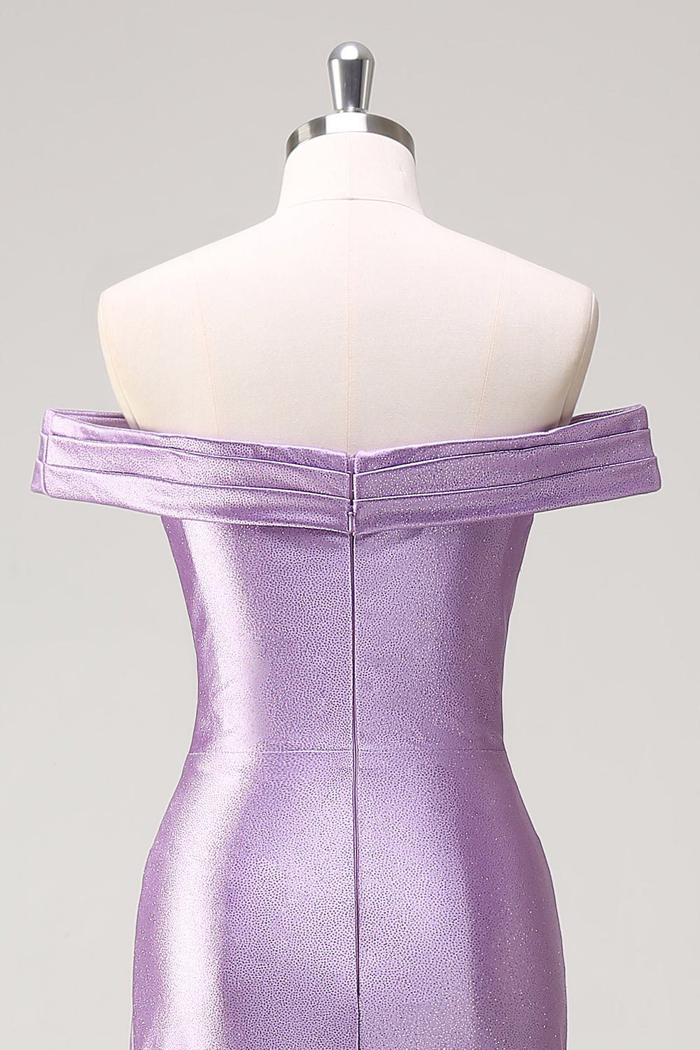 Lavender Off-the-Shoulder Satin Mermaid Purple Prom Dress SH422 Sheer Fairy