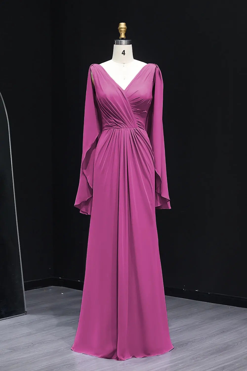 Elegant Wisteria V-Neck Chiffon A-Line Bridesmaid Dress BS007 Sheer Fairy