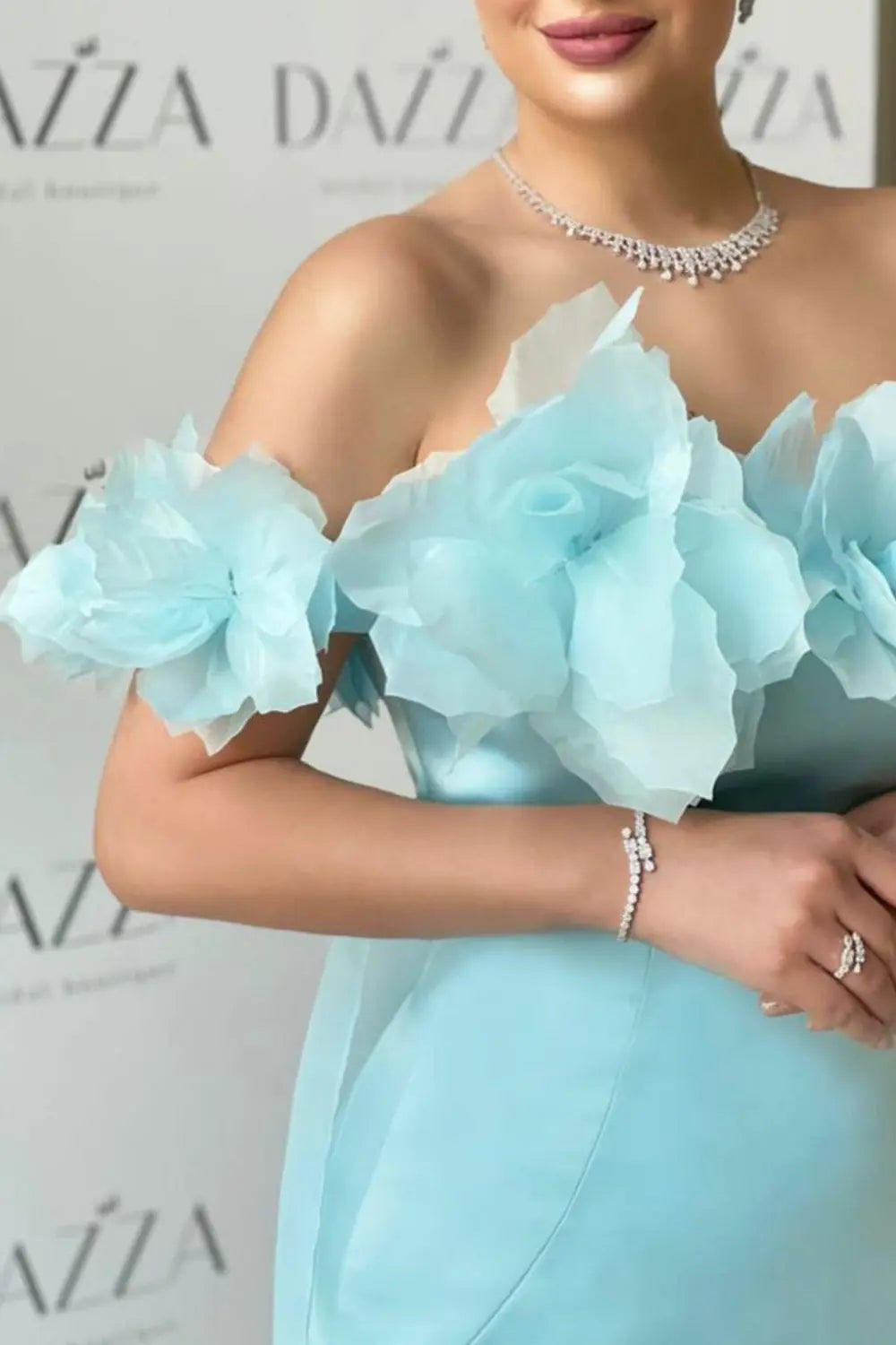 Elegant 3D Flowers Light Yellow Evening Dress with Overskirt SF013 Sheer Fairy