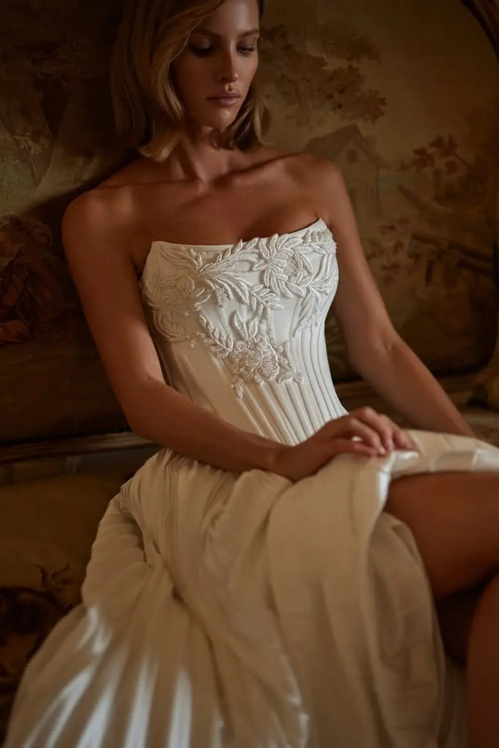 Strapless Empire-Waist Column Wedding Dress SW585 Sheer Fairy