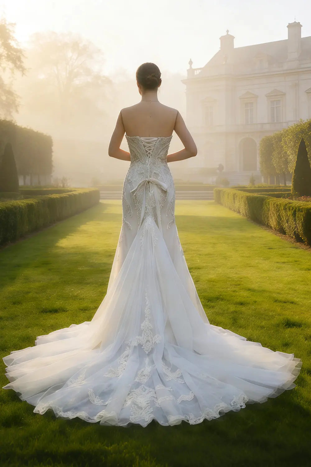 All-over Intricate Lace Strapless Mermaid Wedding Dress SW636 Sheer Fairy