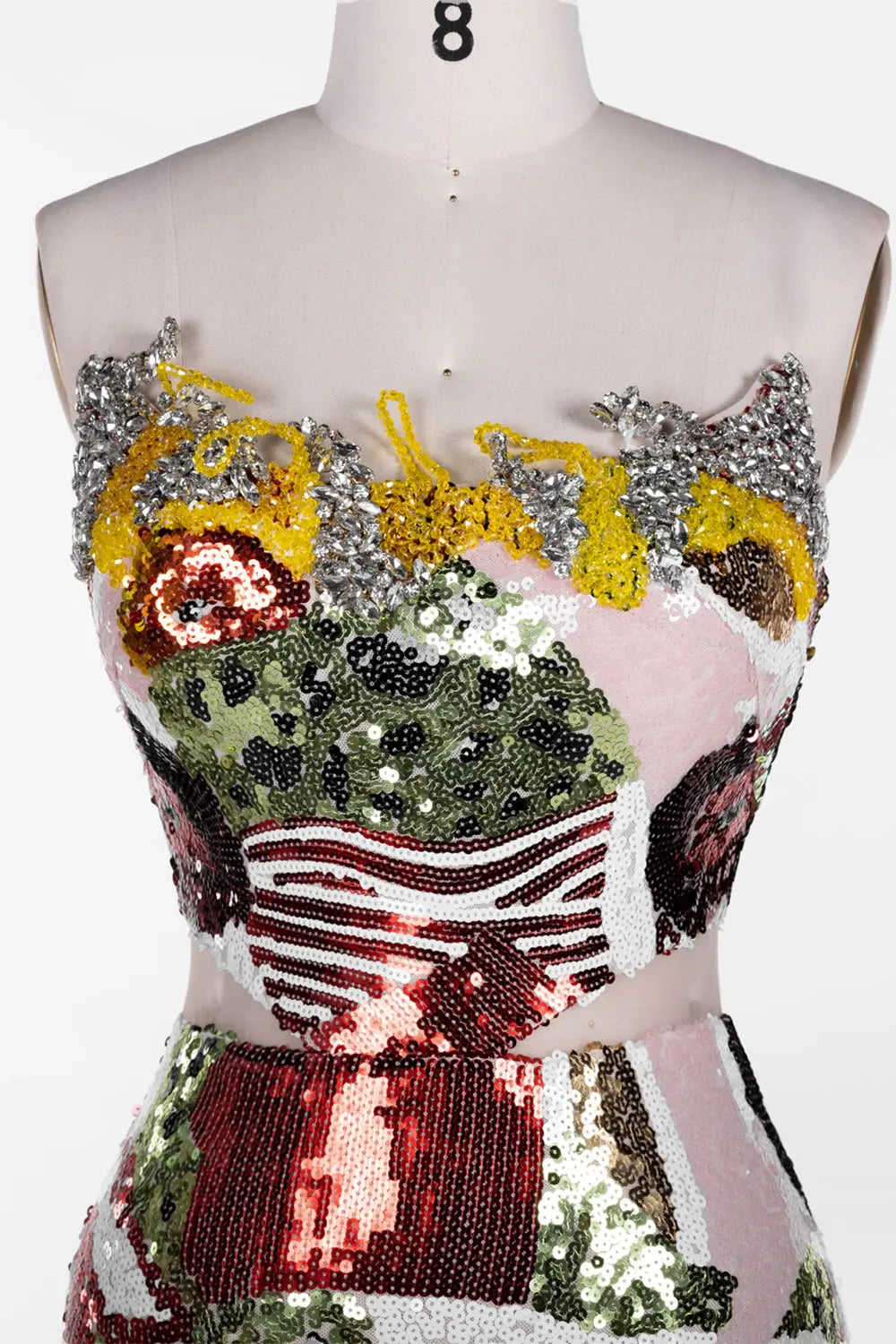 Multicolored Sequin Strapless Column Gown ST112 Sheer Fairy