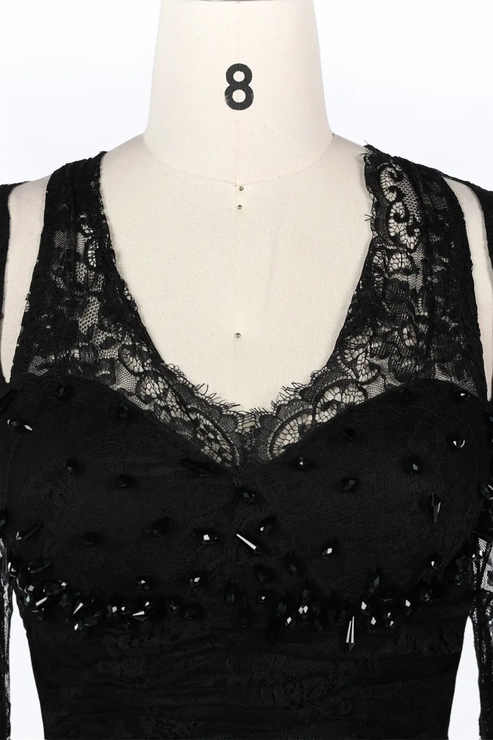 Black Beaded Lace Sleeve Mermaid Evening Dress ST093 Sheer Fairy