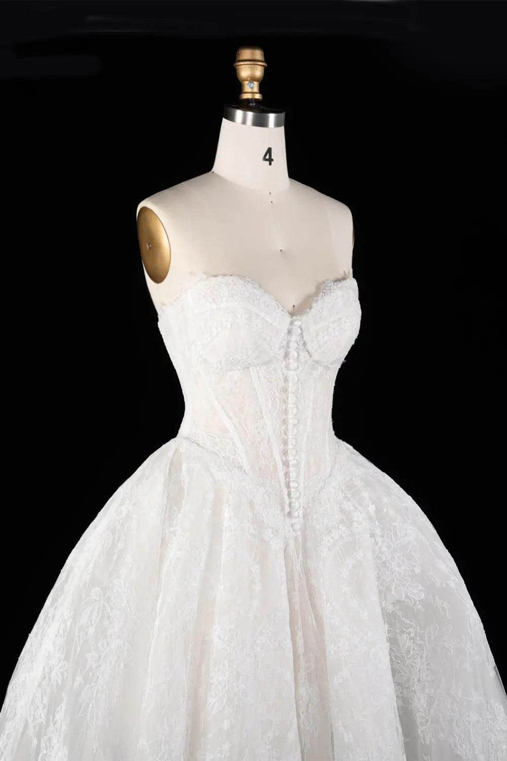 Off White Floral Lace Strapless Wedding Dress SW694 Sheer Fairy