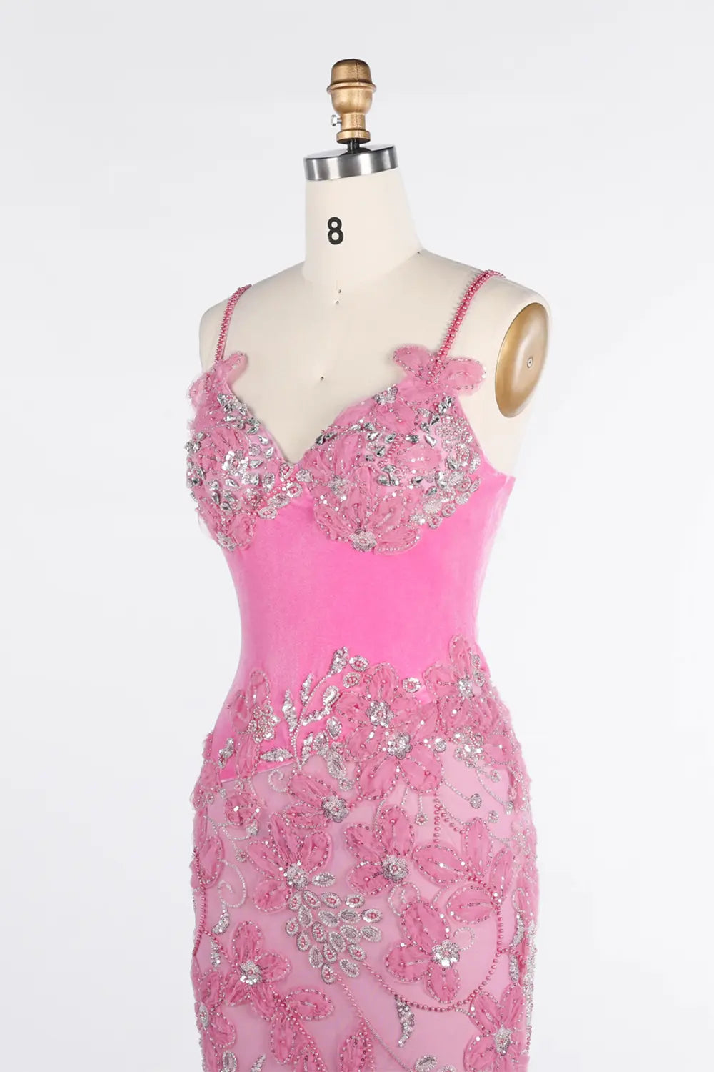 Pink Sweetheart Floral Sequin Mermaid Evening Gown ST040 Sheer Fairy