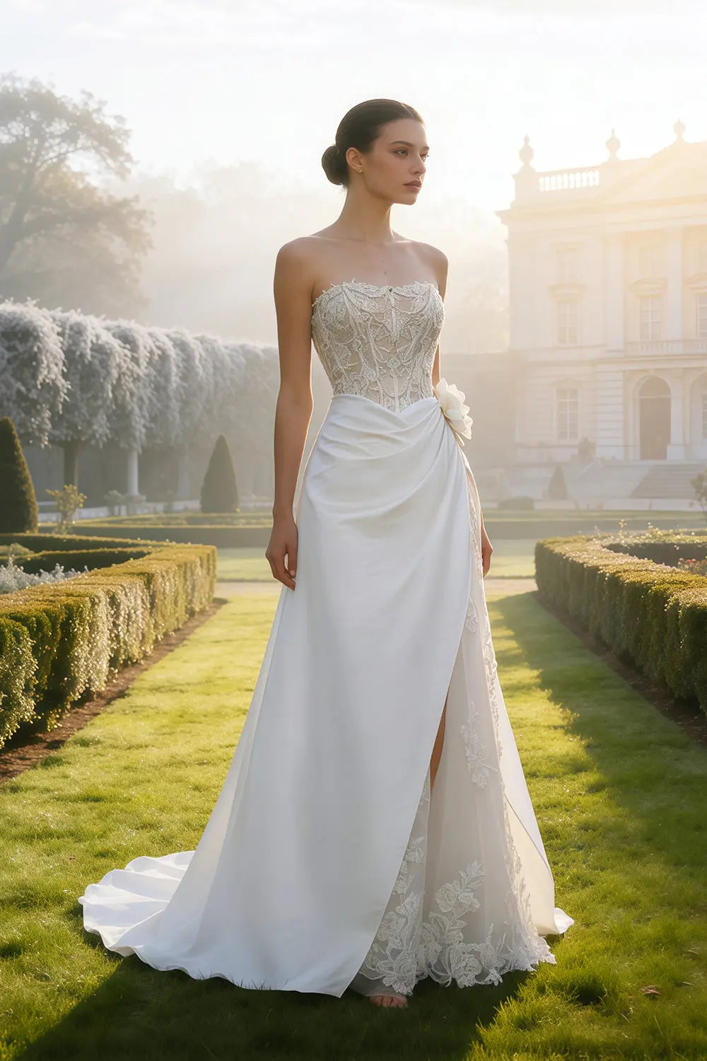 Timeless Elegance Strapless A-Line Wedding Dress Wedding Dress SW634 Sheer Fairy