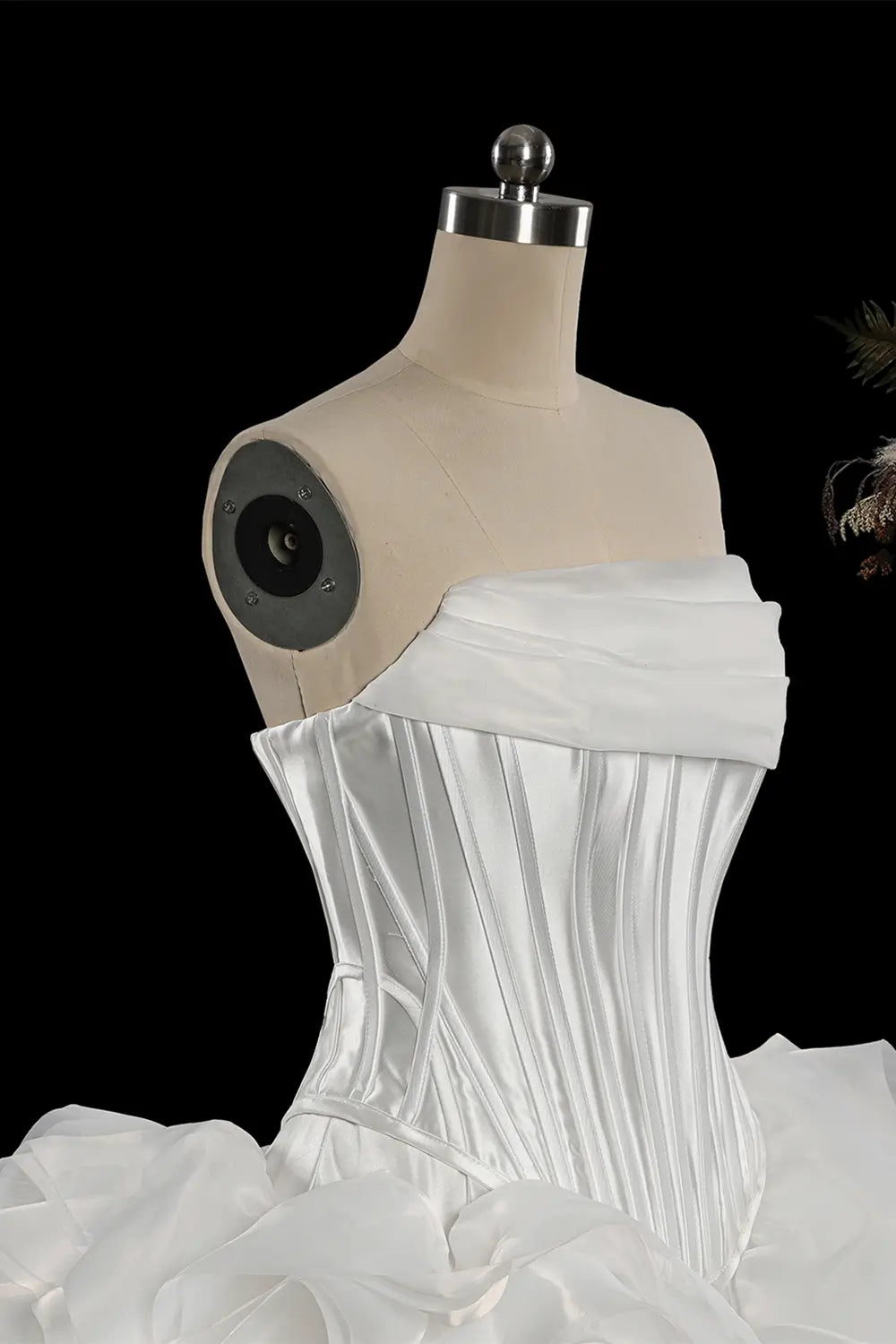 White Boned Corset 3D Flower Organza Ball Gown Wedding Dress SW751 Sheer Fairy