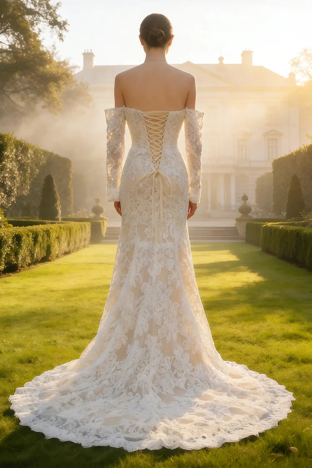 Strapless Mermaid Wedding Dress with Detachable Lace Sleeves SW658 Sheer Fairy