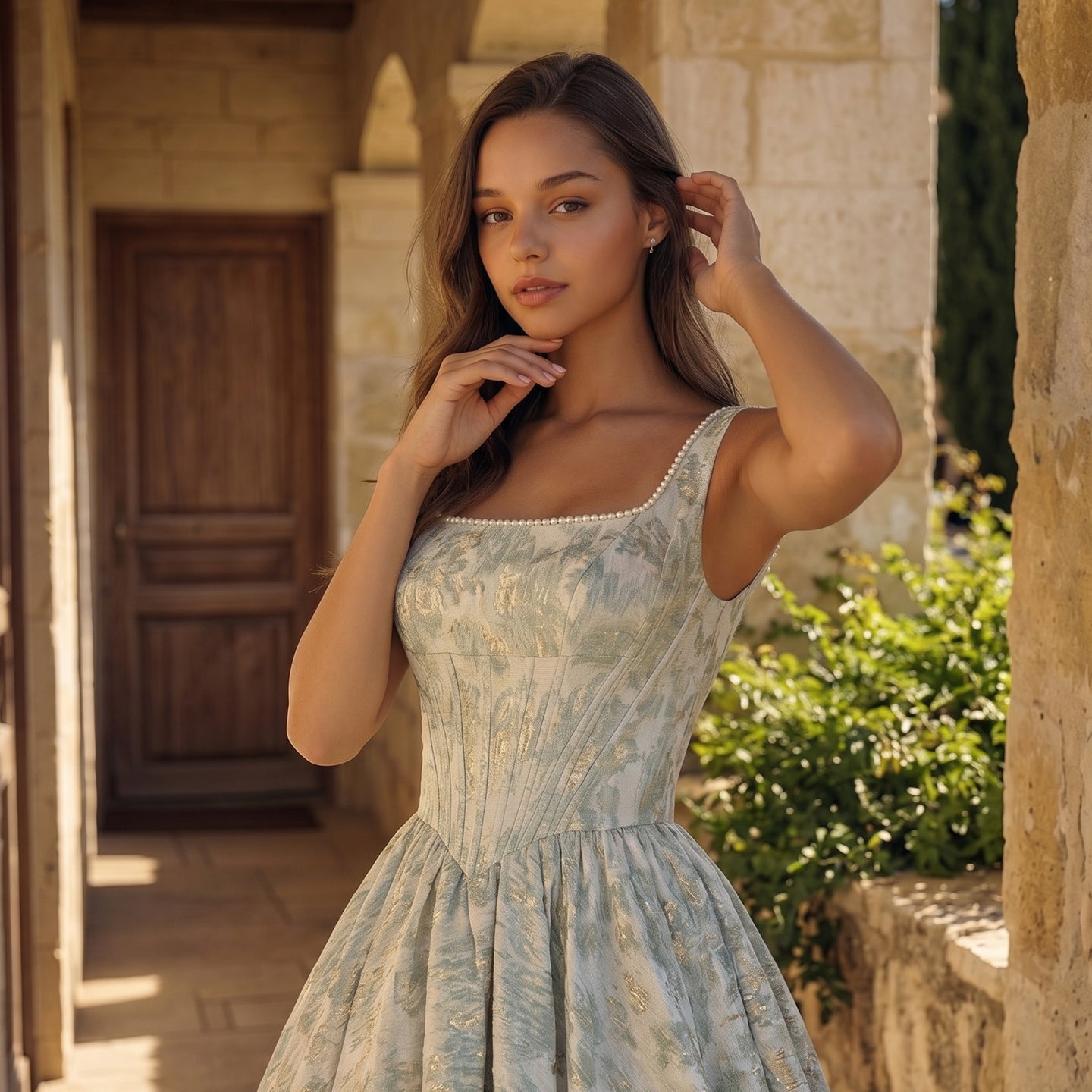 Glamorous Sage Green Corset Prom Dress with Structured Bodice SH182 Sheer Fairy