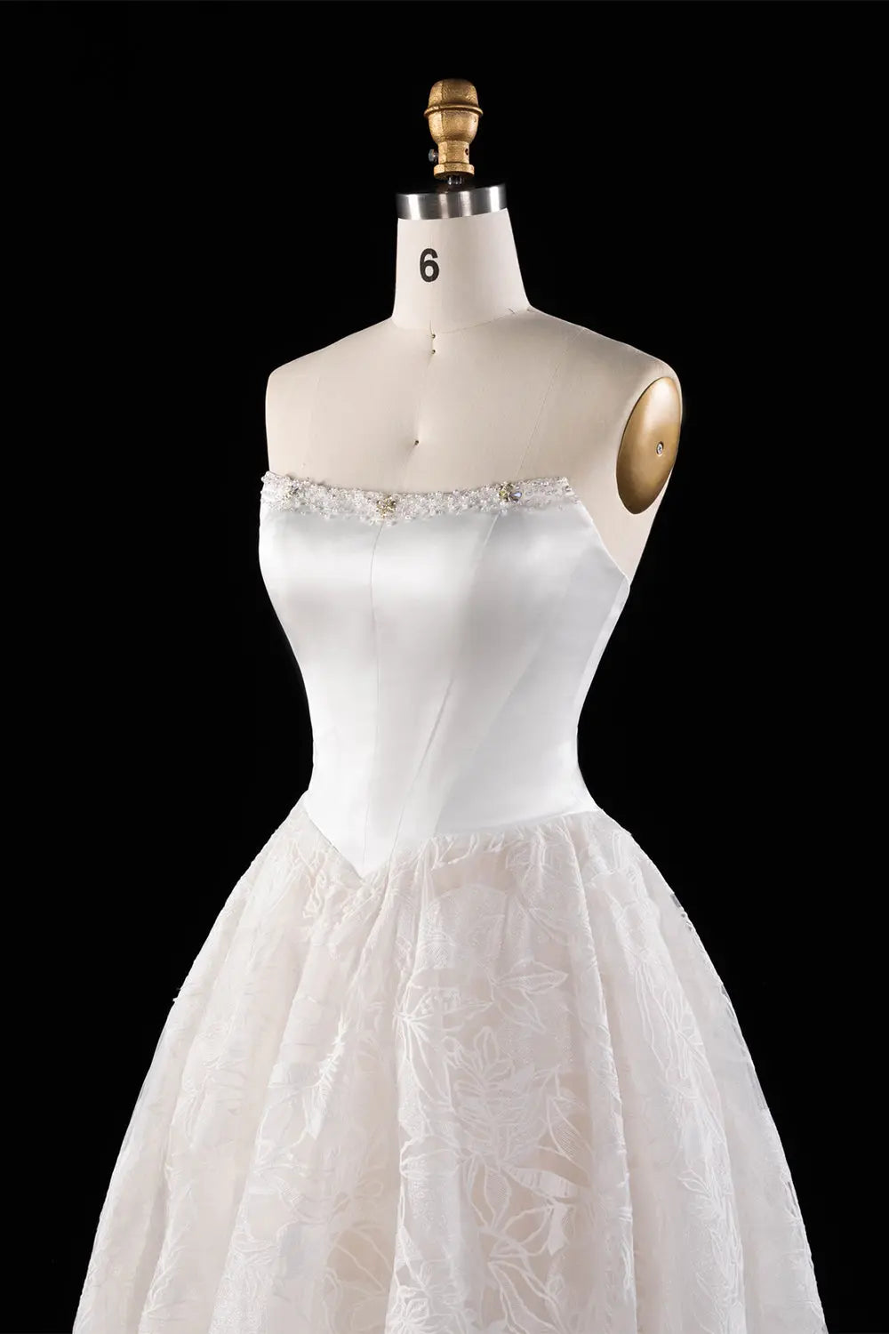 Off White Satin and Tulle Corset Wedding Dress SW614 Sheer Fairy